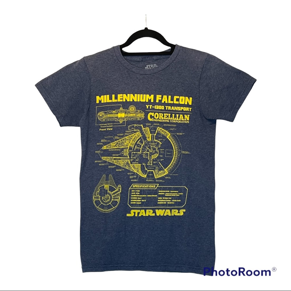 Star Wars Millenium Falcon t shirt Heather blue Small